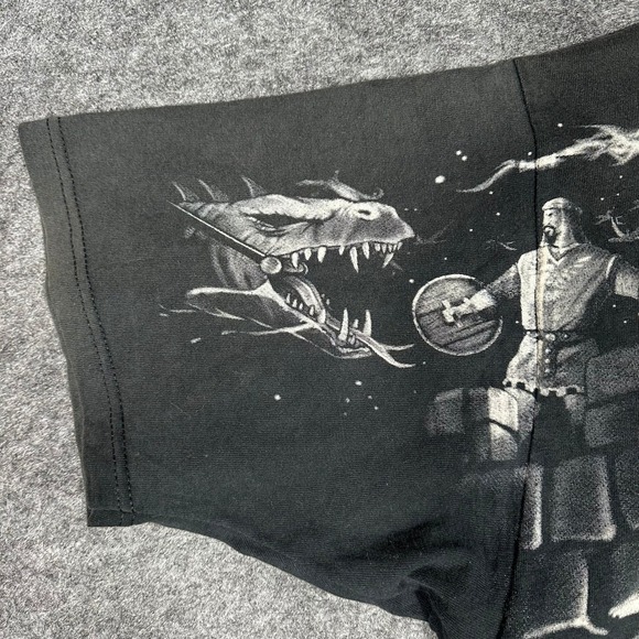 Rare Vintage 90s Liquid Blue Fantasy Dragon Knight AOP T Shirt Mens XL - Picture 15 of 16